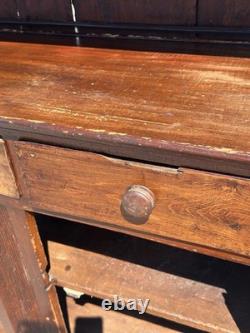 Antique Softwood Pa country sheraton step back dutch cupboard cabinet 1820 2pc