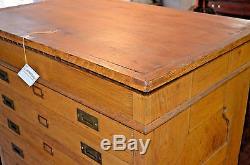 Antique Solid Golden Oak Flat File 7 Drawer Cabinet Architect Map Chest