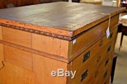 Antique Solid Golden Oak Flat File 7 Drawer Cabinet Architect Map Chest