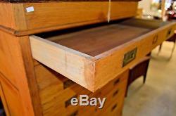 Antique Solid Golden Oak Flat File 7 Drawer Cabinet Architect Map Chest