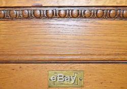 Antique Solid Golden Oak Flat File 7 Drawer Cabinet Architect Map Chest