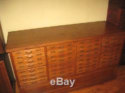 Antique Solid Maple & Birch Paper/Flat File Cabinet 32 Drawers Counter Height