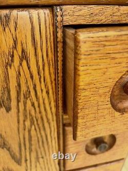 Antique Solid Oak Cabinet Chest 6 Drawer Sewing Apothecary Watchmaker Storage