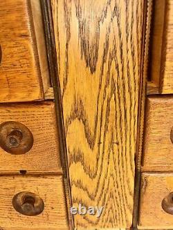 Antique Solid Oak Cabinet Chest 6 Drawer Sewing Apothecary Watchmaker Storage