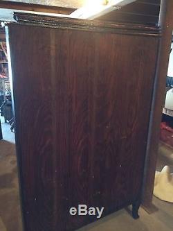 Antique Solid Oak China Cabinet- Curved Glass-quality-made In America