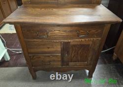 Antique Solid Oak Wash Stand with Towel Rack