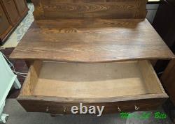 Antique Solid Oak Wash Stand with Towel Rack