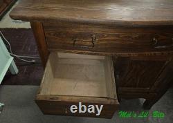 Antique Solid Oak Wash Stand with Towel Rack