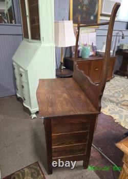 Antique Solid Oak Wash Stand with Towel Rack