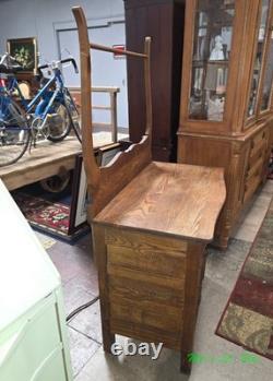 Antique Solid Oak Wash Stand with Towel Rack