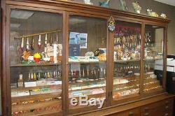 Antique Solid Pine 4 Glass Door and 15 Drawer Display Cabinet Early 1900's