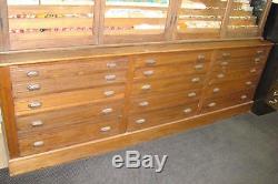 Antique Solid Pine 4 Glass Door and 15 Drawer Display Cabinet Early 1900's