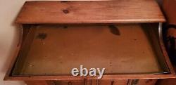 Antique Solid Wood Dry Sink With Storage Cabinet Removable Copper Lining Tray