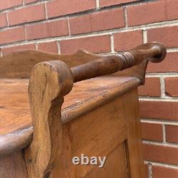 Antique Solid Wood Washstand with Towel Bars Primitive Drawer and Cupboard Latch