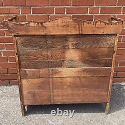 Antique Solid Wood Washstand with Towel Bars Primitive Drawer and Cupboard Latch