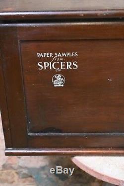 Antique Spicer Ltd Stationary Cabinet Paper Filing Display Advertising Samples