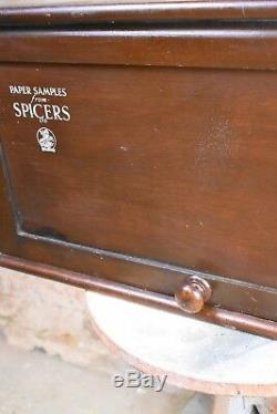 Antique Spicer Ltd Stationary Cabinet Paper Filing Display Advertising Samples