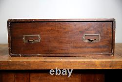 Antique Spool Cabinet Linen storage 1 drawer apothecary wood map file cabinet