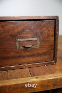 Antique Spool Cabinet Linen storage 1 drawer apothecary wood map file cabinet