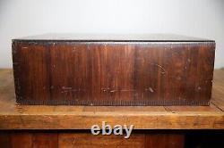 Antique Spool Cabinet Linen storage 1 drawer apothecary wood map file cabinet