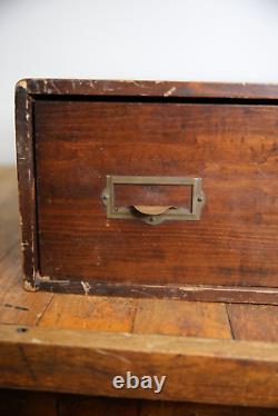 Antique Spool Cabinet Linen storage 1 drawer apothecary wood map file cabinet