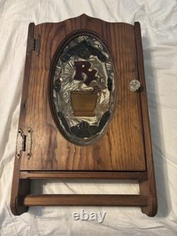 Antique Stained Glass Medicine Cabinet R/X