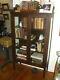 Antique Stained Oak China Cabinet 3 Shelves With 3 Sides Glass C. 1930's Depression