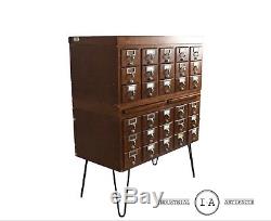 Antique Standing Card Catalogue with Pull-Out Counters