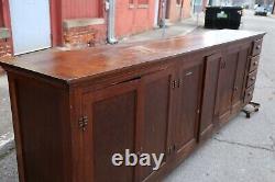 Antique Store Counter 12ft Wood Cabinet Back Bar Pub Apothecary Drawers Island