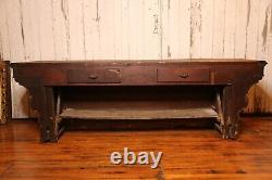 Antique Store Counter 2 Drawer Apothecary cabinet Wood Workbench table island