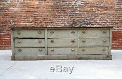 Antique Store Counter 9 drawer wooden Dresser Kitchen Island Apothecary Cabinet