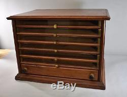 Antique Tabletop 6 Drawer Walnut Spool Cabinet