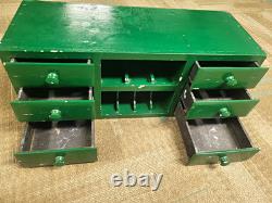 Antique Tabletop Spice Cabinet. Desk Organizer Cabinet With 6 Drawers. Rustic