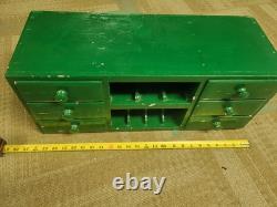 Antique Tabletop Spice Cabinet. Desk Organizer Cabinet With 6 Drawers. Rustic