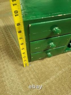 Antique Tabletop Spice Cabinet. Desk Organizer Cabinet With 6 Drawers. Rustic