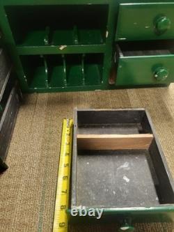 Antique Tabletop Spice Cabinet. Desk Organizer Cabinet With 6 Drawers. Rustic