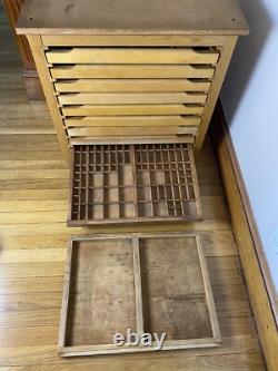Antique Thompson Printer's Cabinet, 10 Drawers. 8 Original, 1 Hamilton Drawer