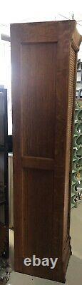 Antique Tiger Oak 15 Drawer Cabinet With Roll Down Tambour Door, Circa 1900