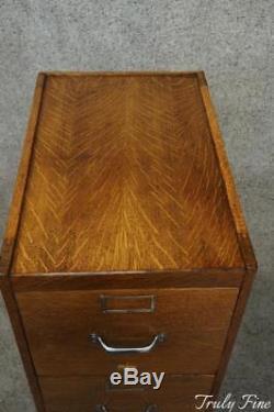 Antique Tiger Oak 4 Drawer Office Study File Cabinet Early 1900's Hanging Files