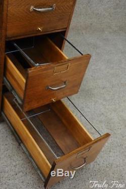 Antique Tiger Oak 4 Drawer Office Study File Cabinet Early 1900's Hanging Files