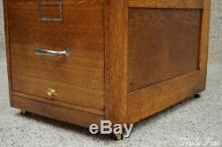 Antique Tiger Oak 4 Drawer Office Study File Cabinet Early 1900's Hanging Files