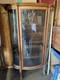 Antique Tiger Oak Bow Front, Curved Glass China Cabinet