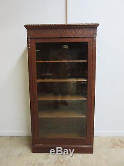 Antique Tiger Oak Carved Book Case Curio Crystal Cabinet Hutch Breakfront