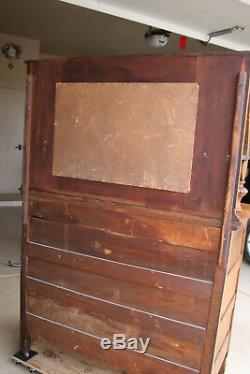 Antique Tiger Oak Hutch Highboy Cabinet Sideboard Buffet With Mirror