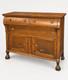 Antique Tiger Oak Sideboard Server Cabinet Buffet Claw Foot Carved Details