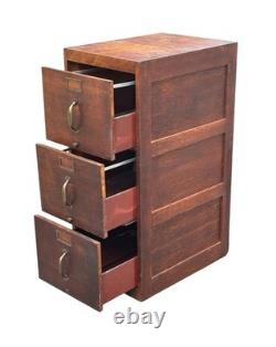 Antique Tiger Oak Three Drawer File Cabinet with Raised Panels by Globe Wernicke