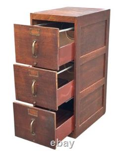 Antique Tiger Oak Three Drawer File Cabinet with Raised Panels by Globe Wernicke