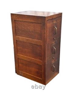 Antique Tiger Oak Three Drawer File Cabinet with Raised Panels by Globe Wernicke