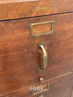 Antique Tiger Oak Three Drawer File Cabinet with Raised Panels by Globe Wernicke