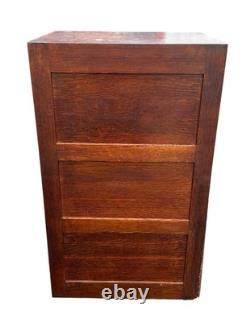 Antique Tiger Oak Three Drawer File Cabinet with Raised Panels by Globe Wernicke
